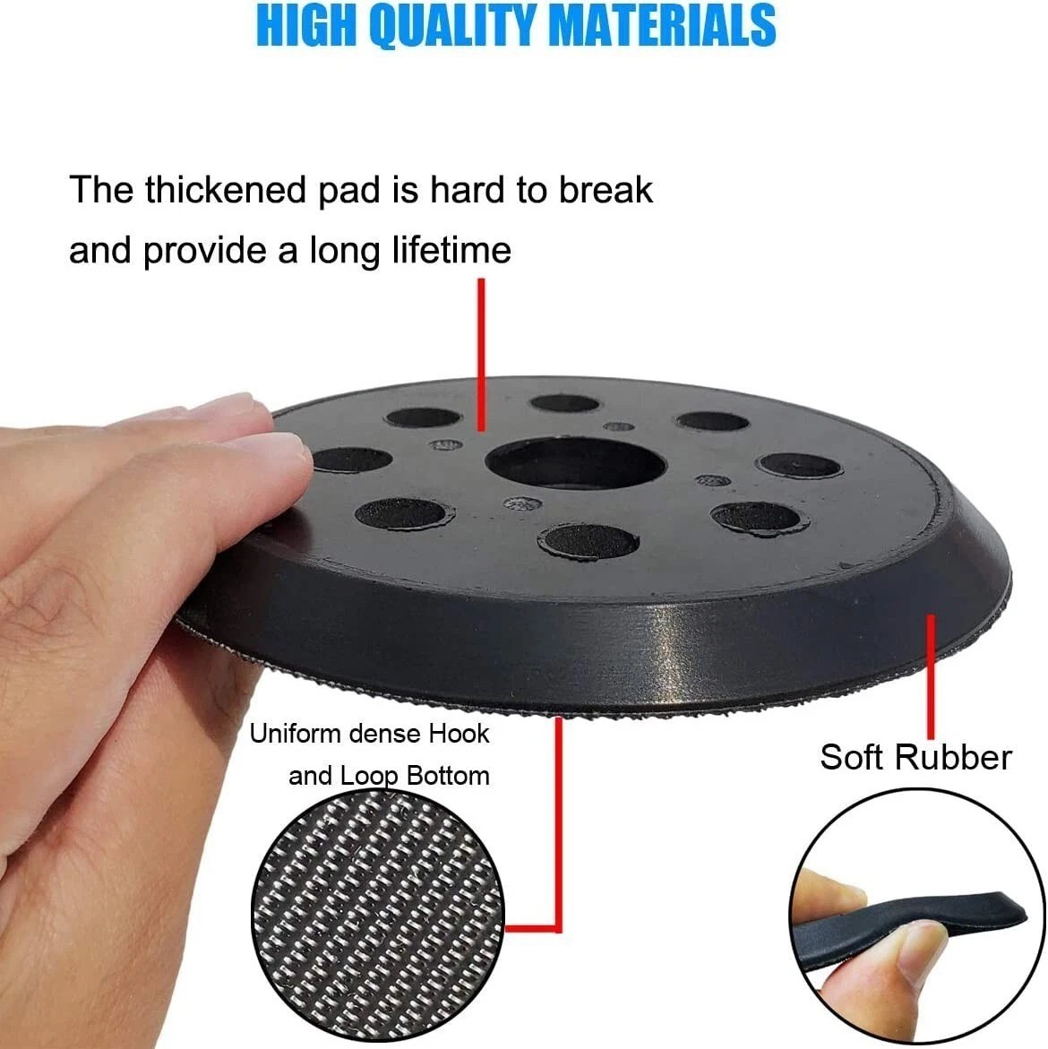 2 Pack 5" Hook and Loop Replacement Sander Pad for Ryobi RS290, RS241, RS240, RS