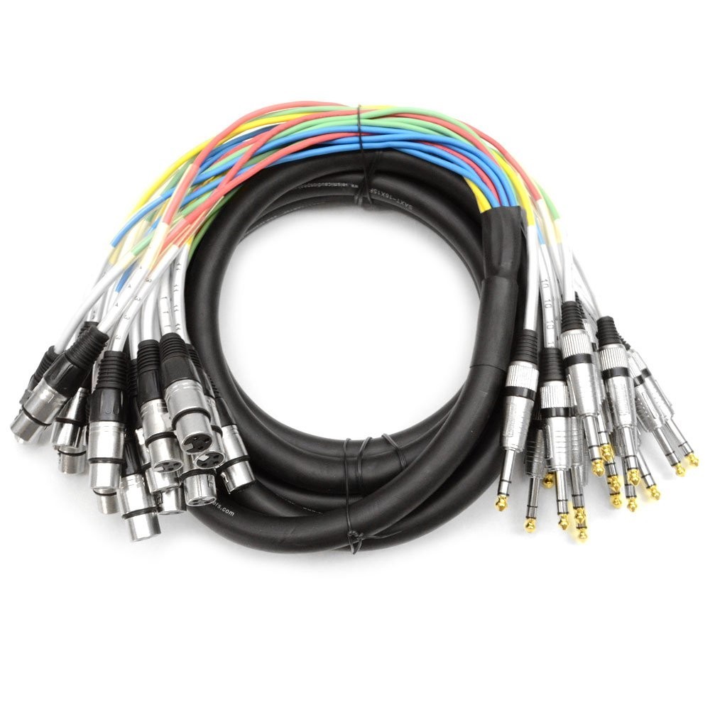 Seismic Audio SAXT 16 Channel 15' TRS to XLR Female Snake Cable