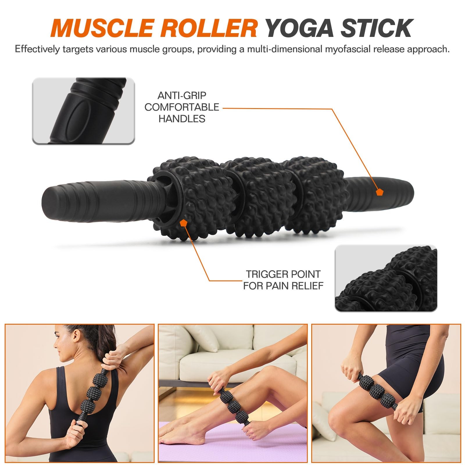 5 in 1 Foam Roller Set - Trigger Point Foam Back Roller, Muscle Roller Stick,...