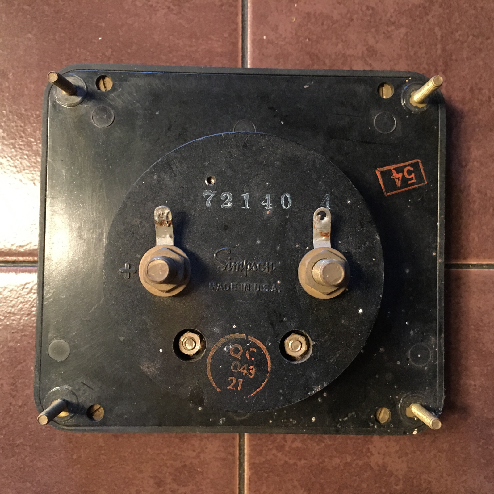 Simpson -150-0+150 Microamperes Meter 4.75 x 4.25"