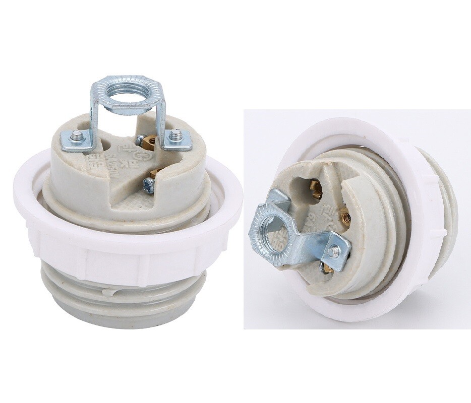 Screw E14 E27 Ceramic Porcelain Socket Light Bulb Holder for E14 E27 with Ring