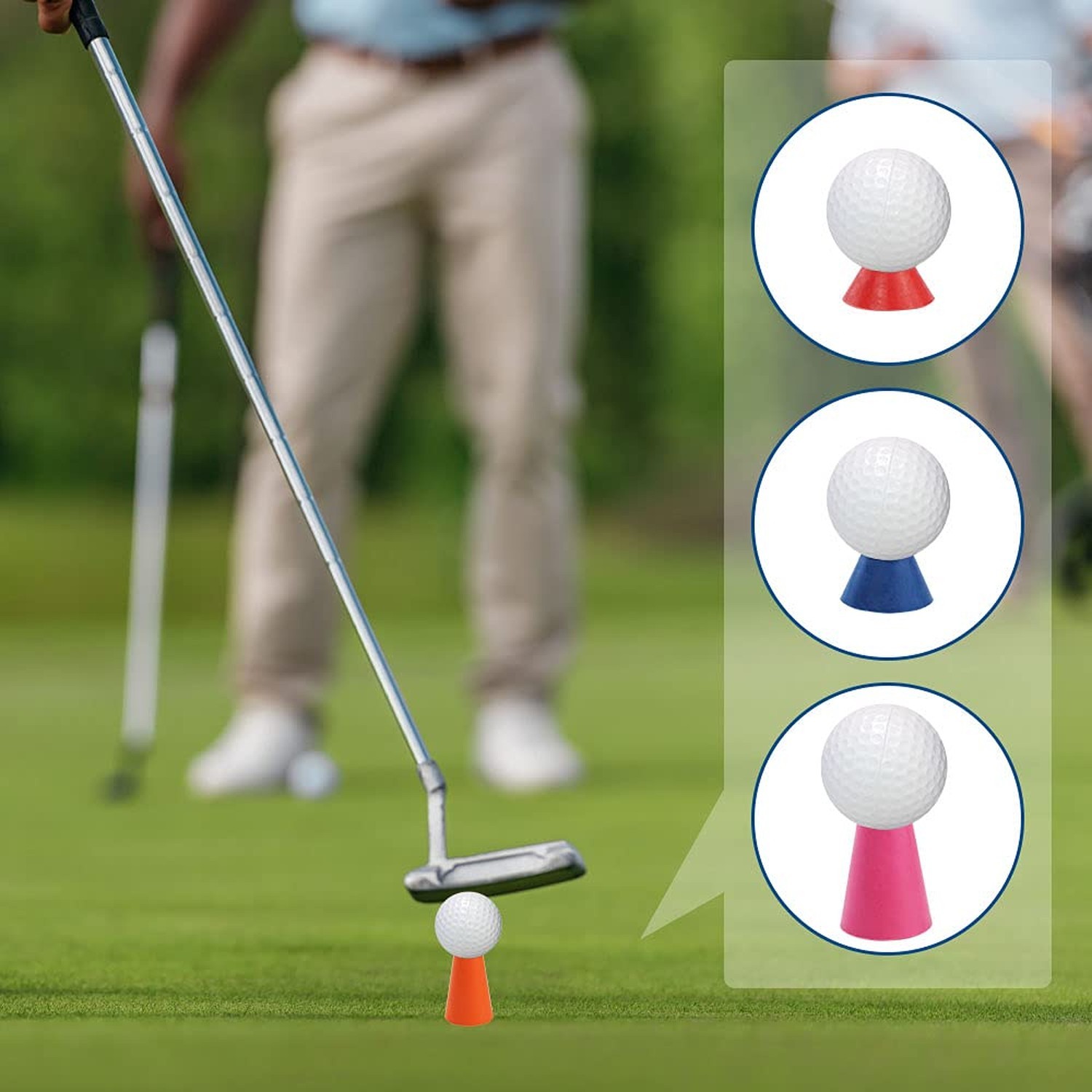 Rubber Winter Golf Tees Indoor Multi-Coloured with Different Heights -16 Pcs