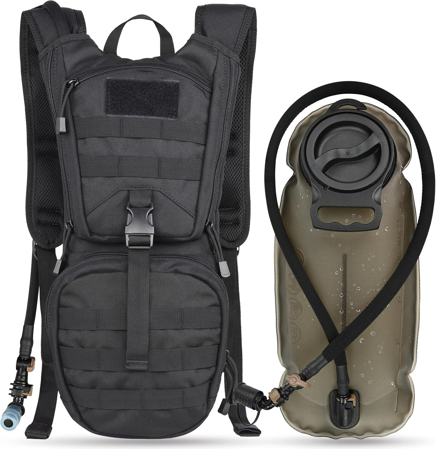 Tactical Molle Hydration Pack Backpack w/ 3L TPU Water Bladder, Soldier Daypack