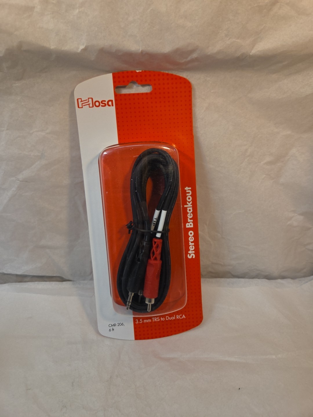 (1) HOSA CMR-206 1/8" (3.5mm) TRS TO DUAL RCA STEREO BREAKOUT CABLE 6FT