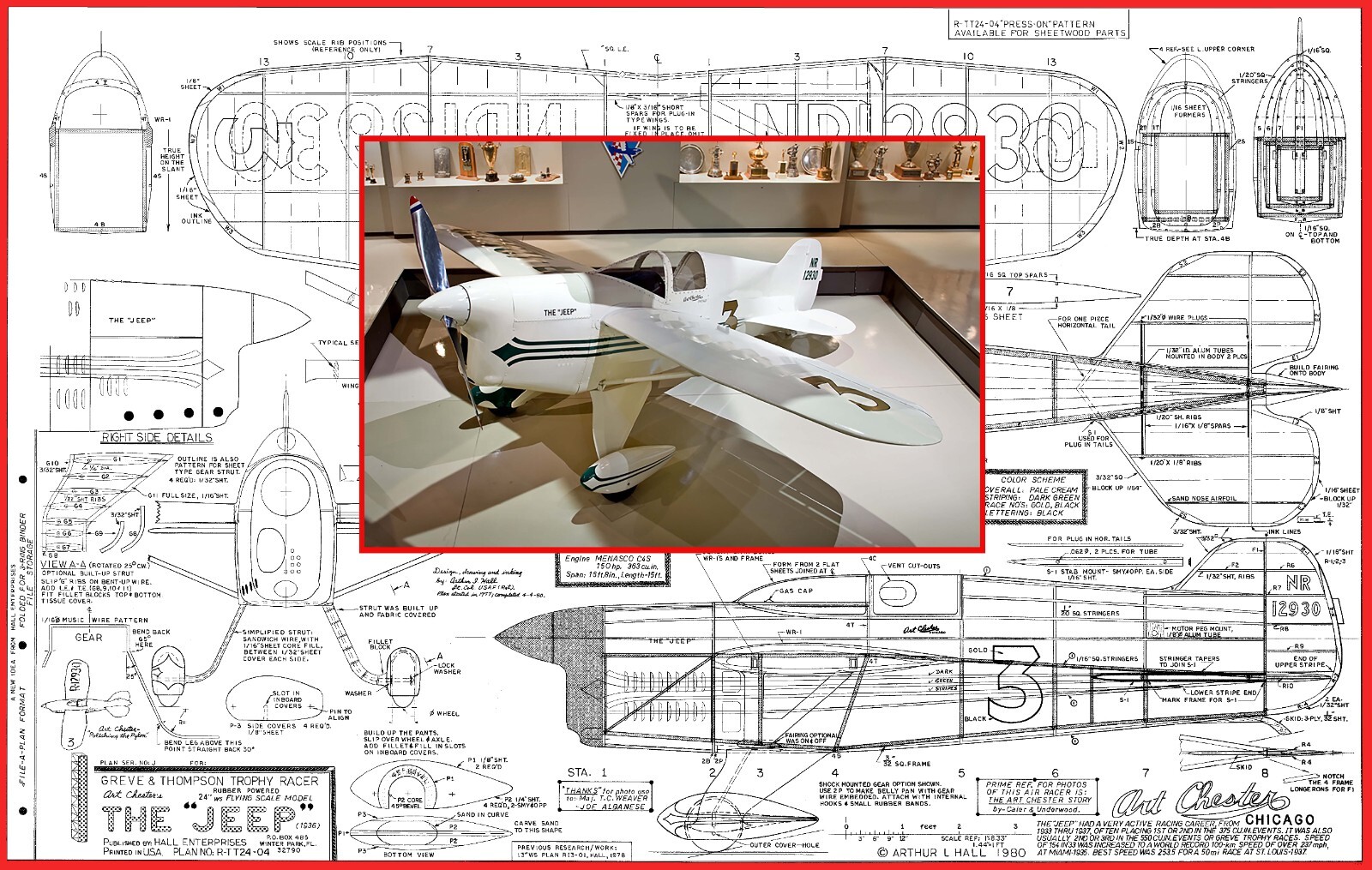 Model Airplane Plans (FF): Art Chester's Jeep Racer 24" 1/12 Scale RP