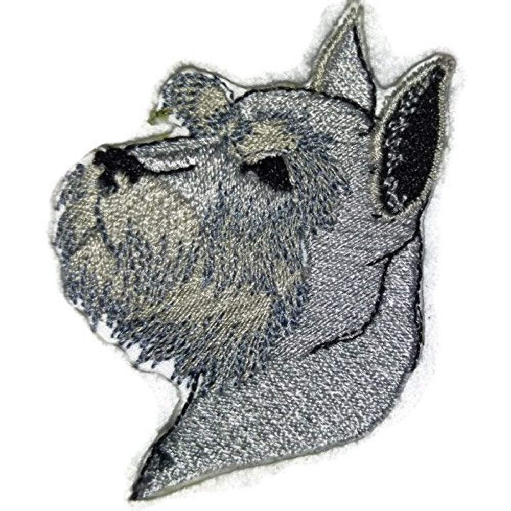Amazing [Schnauzer Dog Face] Embroidery Iron On/Sew Patch (4" x 2.8")[Made in US