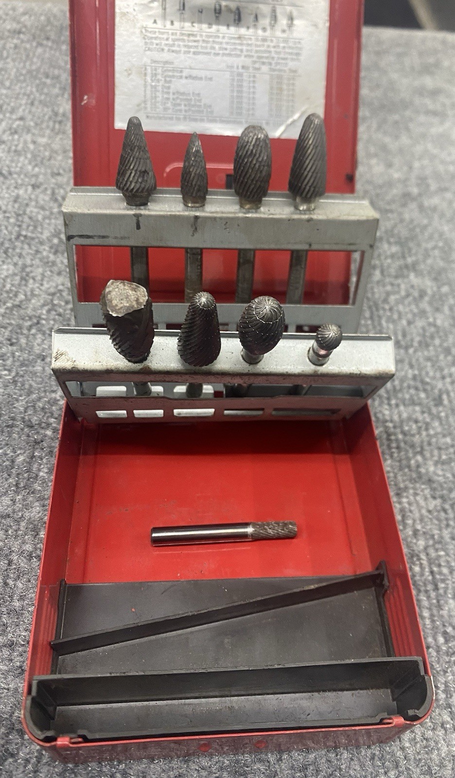 Snap-On Tools VWB800C 8 Piece Solid Carbide Burr Set Original Bits + 1 Bonus Bur