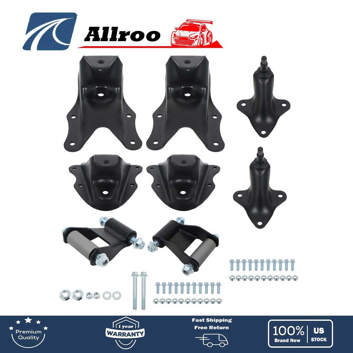 For 80-96 Ford F-250 F-150 4WD New Rear Leaf Spring Rearward Shackle Hanger Kit
