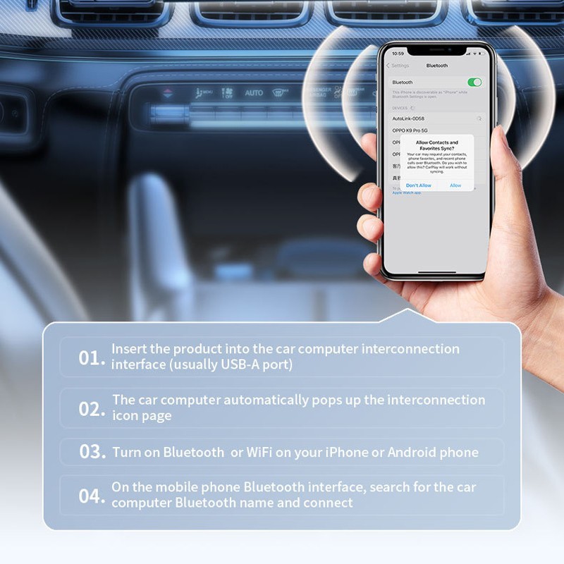2IN1 Android Auto Wireless CarPlay Adapter Dongle for Android 11+ Converts Wired
