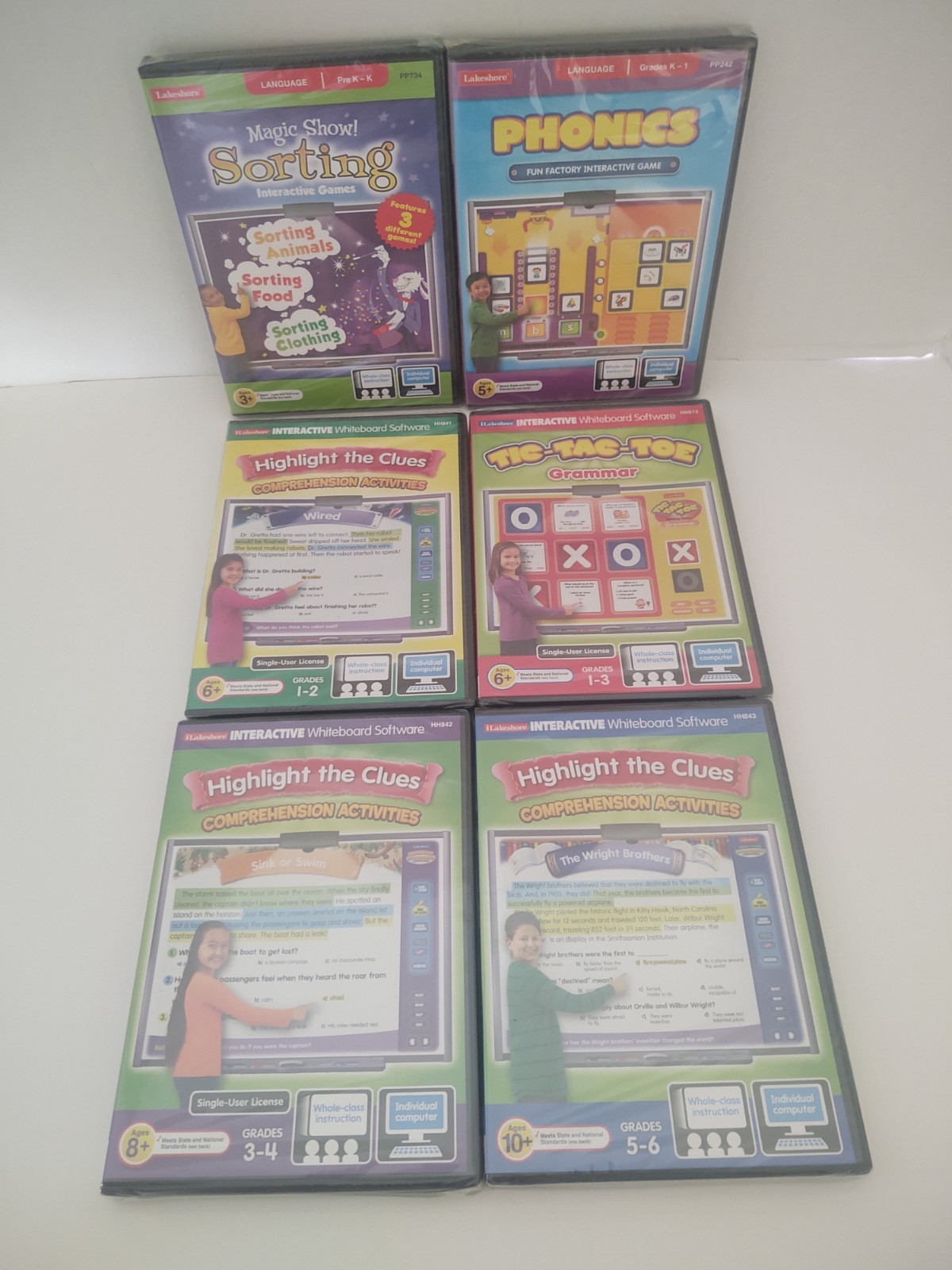 Lot Of 6 Lakeshore Interactive Whiteboard Software Grades PreK-6 (NEW/SEALED)