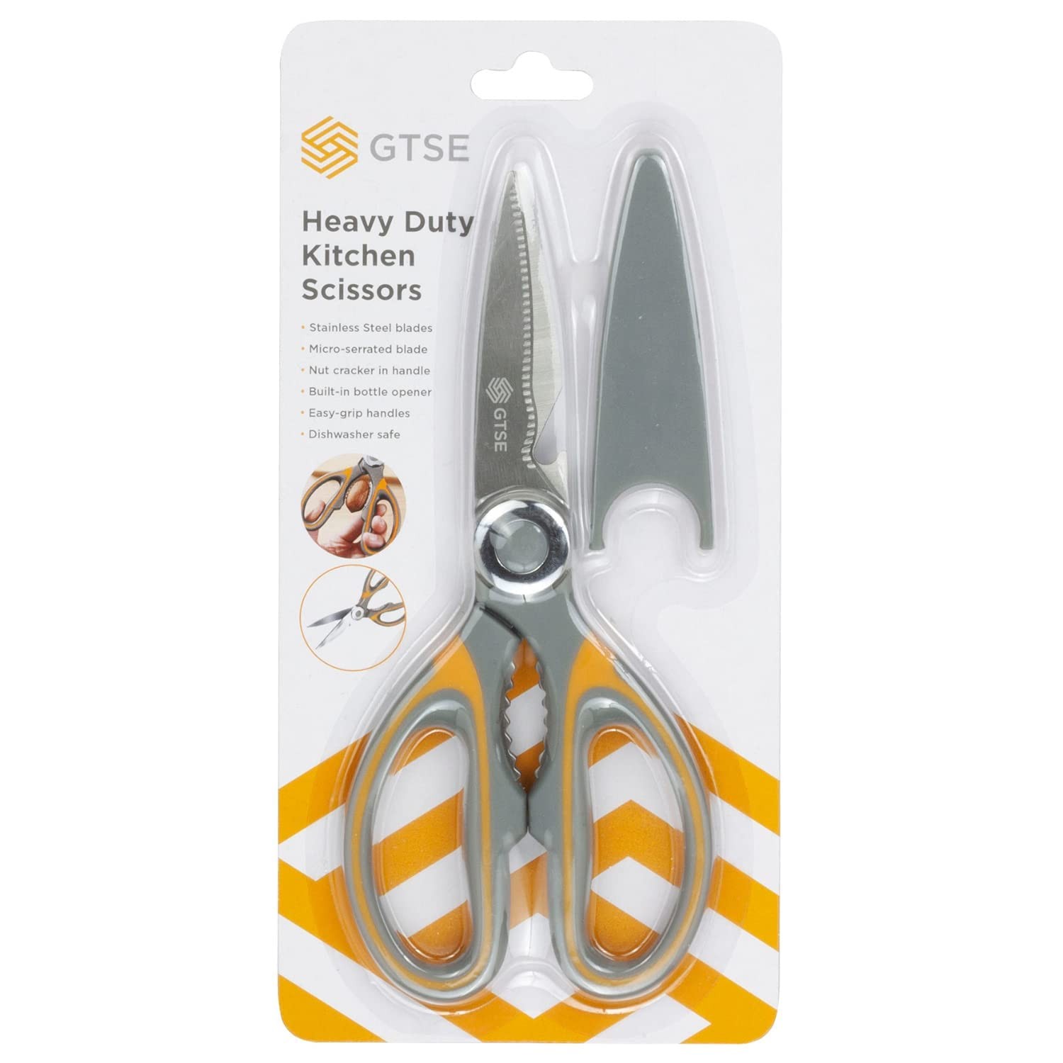 Heavy Duty Kitchen Scissors Sharp Stainless Steel Blades Comfort Grip