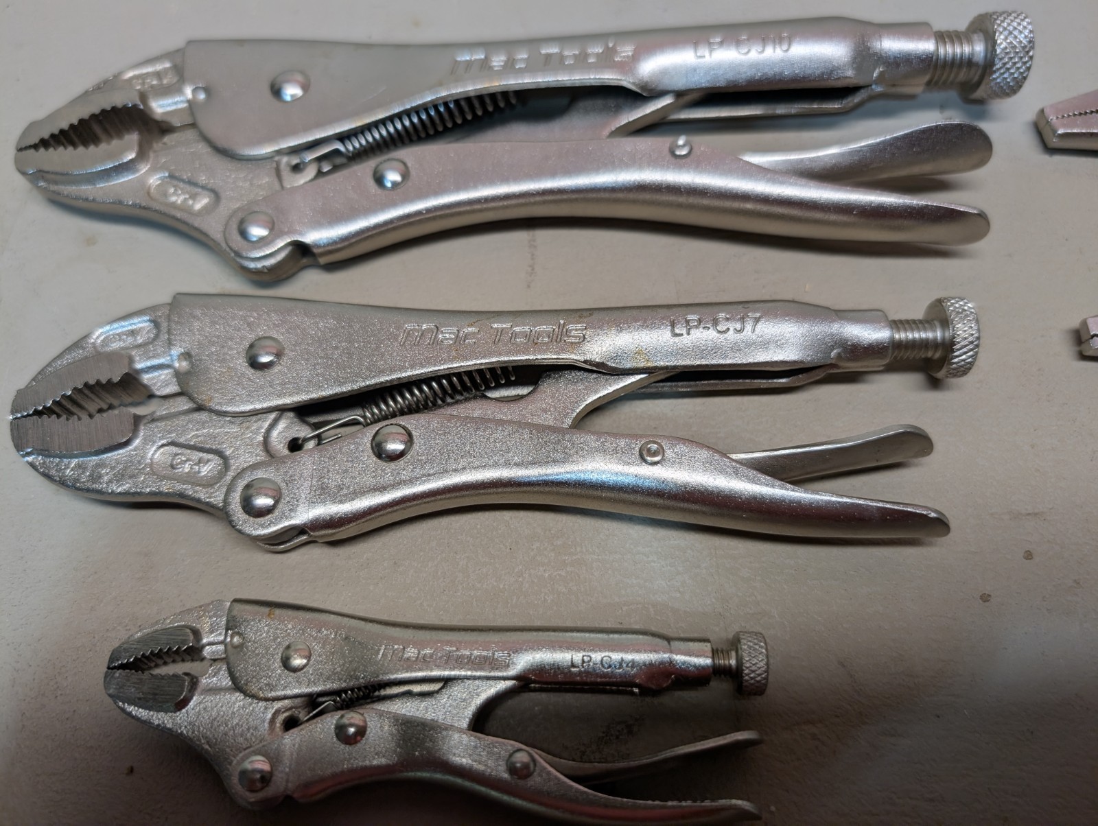 New Old Stock Mac Tools 5 Pc Locking Combination Vice Grip Pliers Set