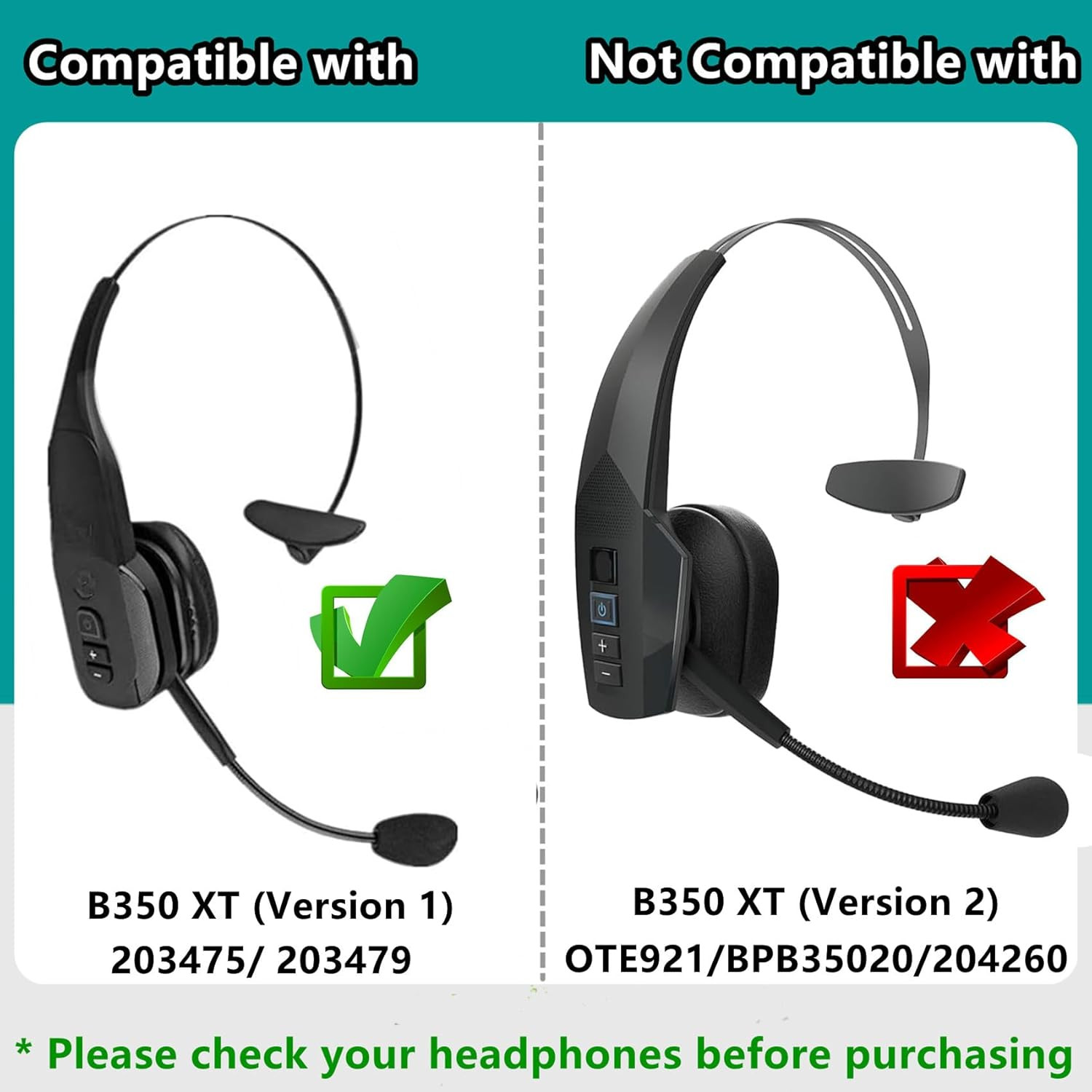 Earpads Replacement Compatible with VXI Blueparrott B350XT B350 XT (Version 1) 2