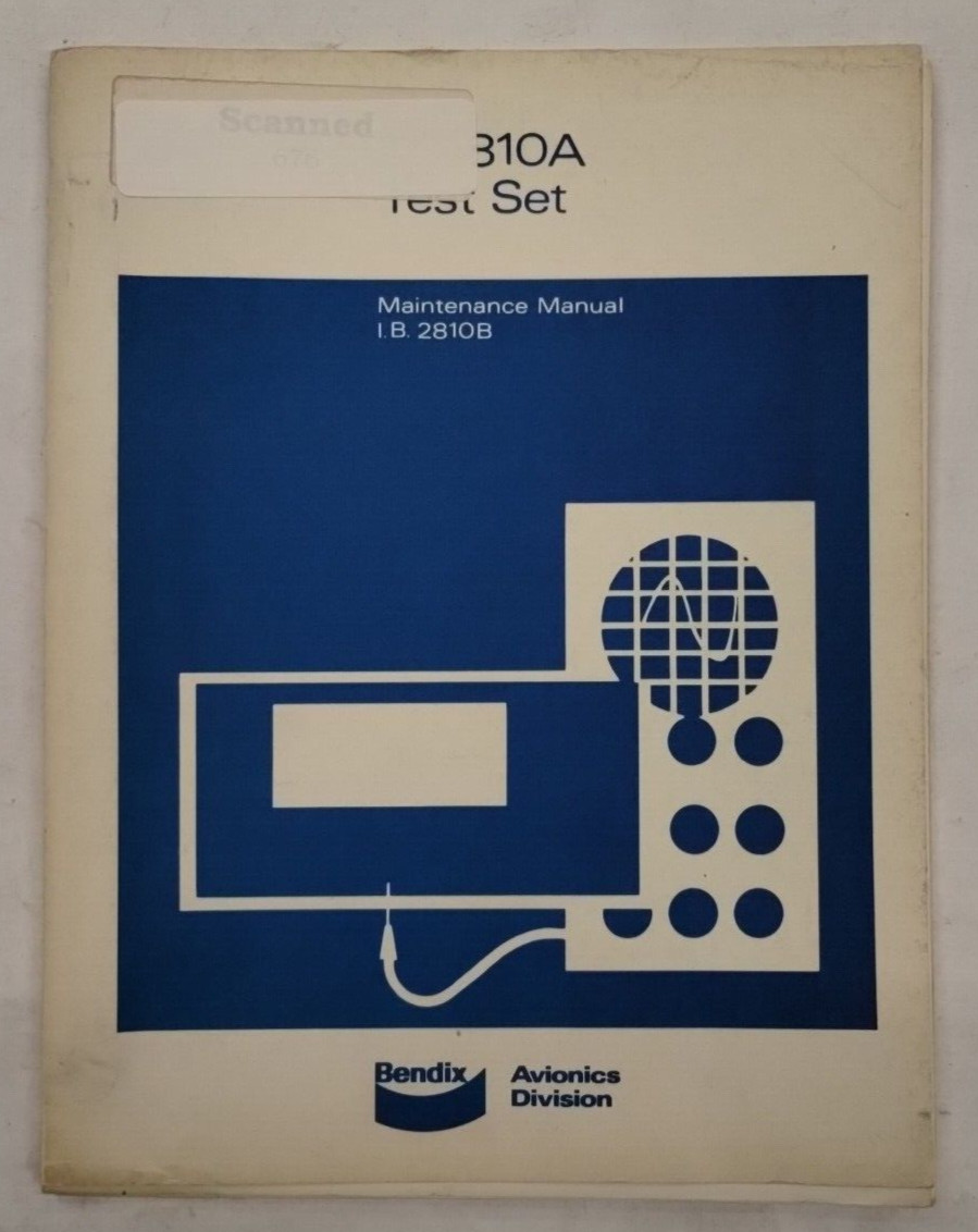 Bendix TS-810A Test Set Part No. 4000385-1002 Maintenance Manual-Original