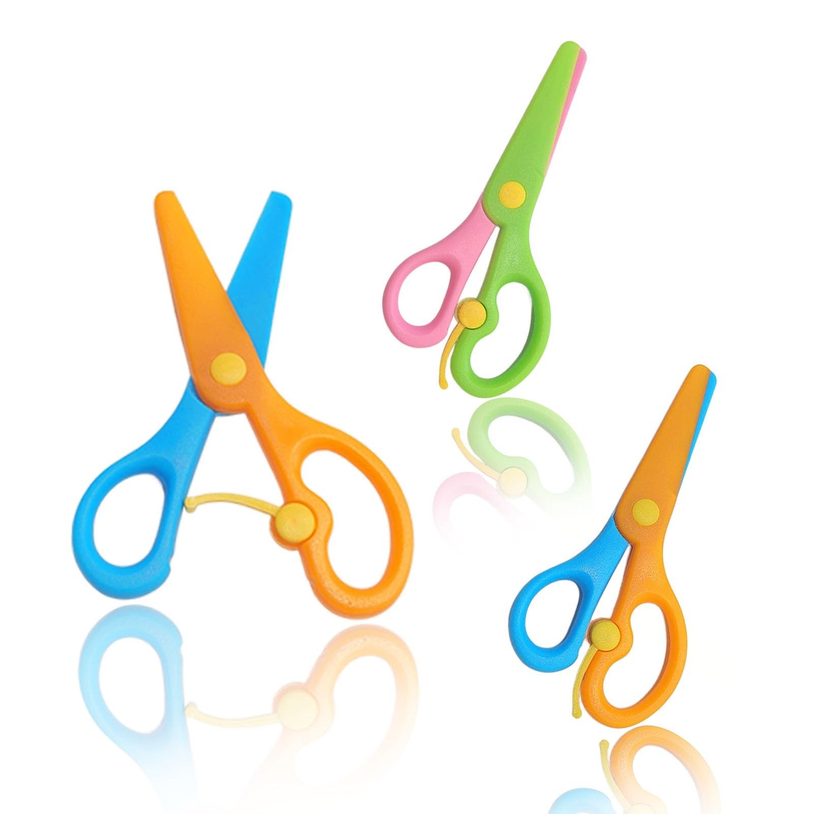 2Pcs Toddlers Training Scissors, Plastic Safety Scissors, Cute Scissors Color...