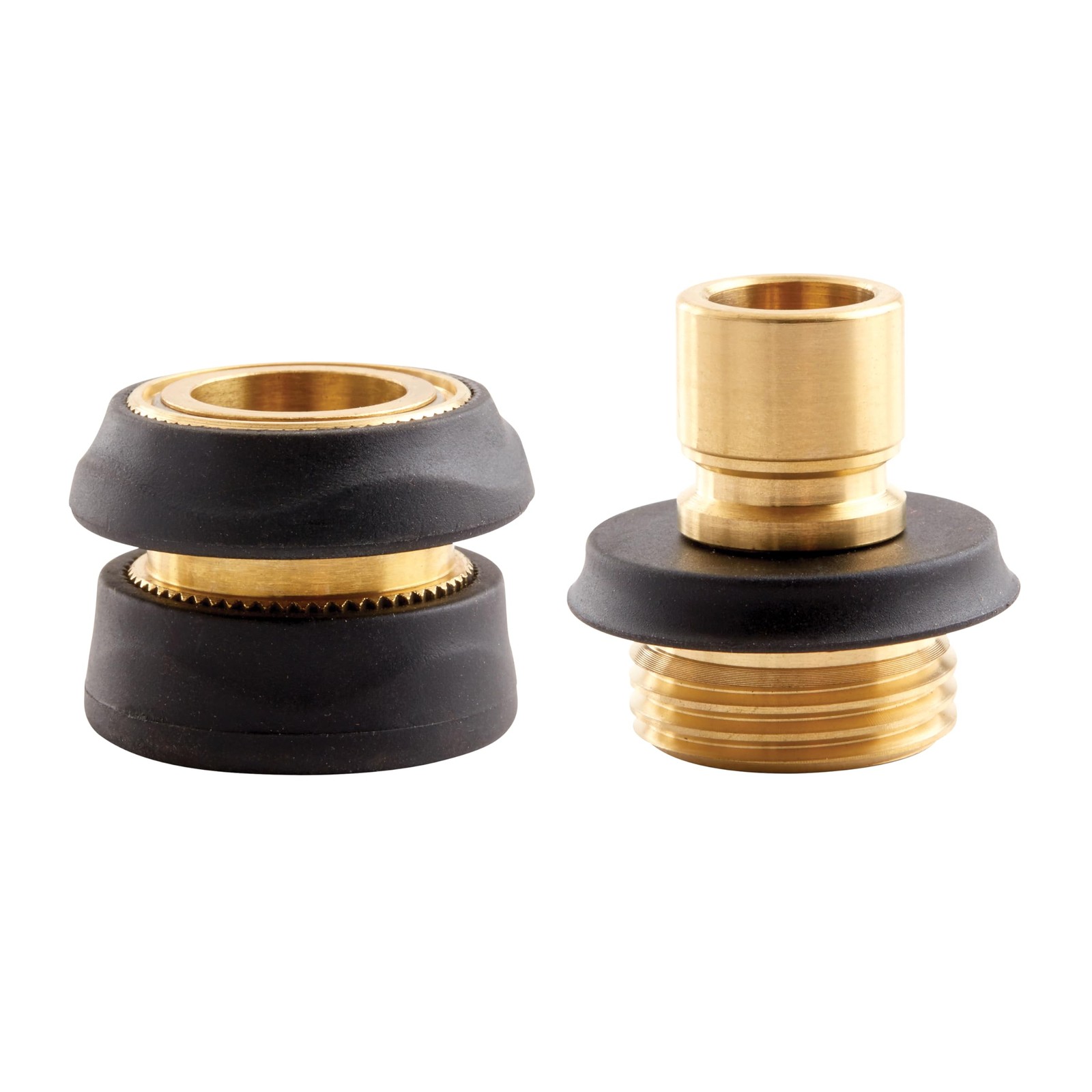 Gilmour 2pc Hose Connector Set, Brass Garden Quick Connect 1 Black