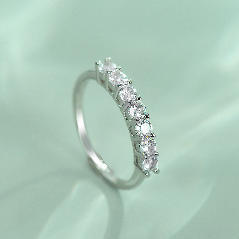 Crystal Stone Linked Adjustable Ring 925 Sterling Silver Women Girls Jewellery