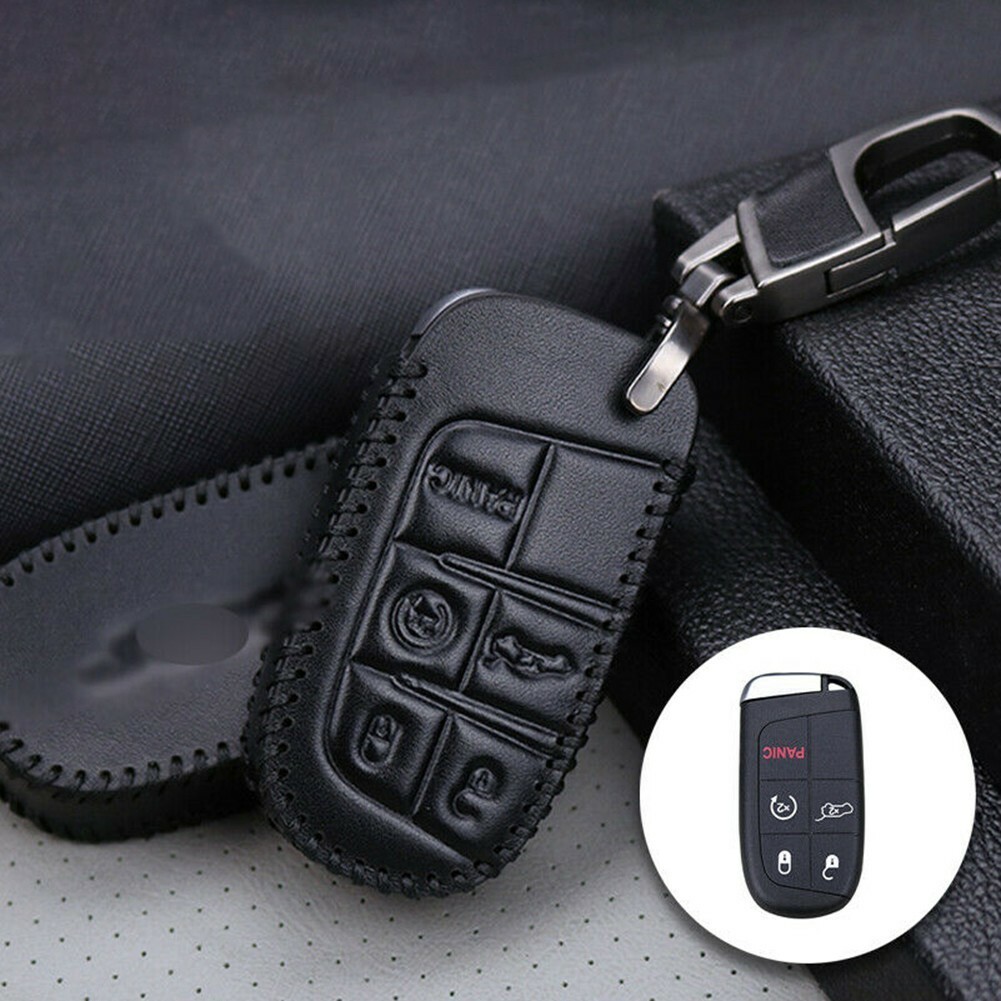Leather Remote Key Cover Case Chain Holder For Jeep for cherokee for DODGE