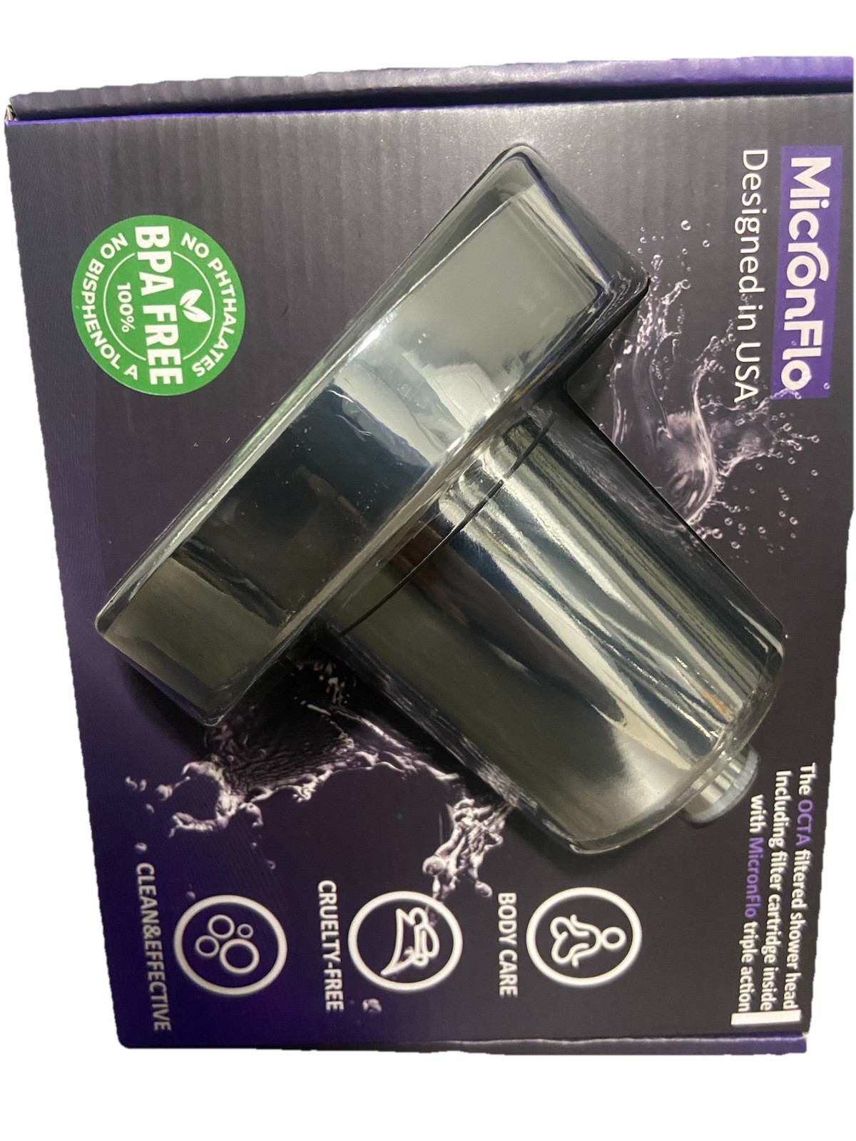 Rainley MicronFlo OCTA Filtered Shower Head w/ Filter Cartridge- Chrome