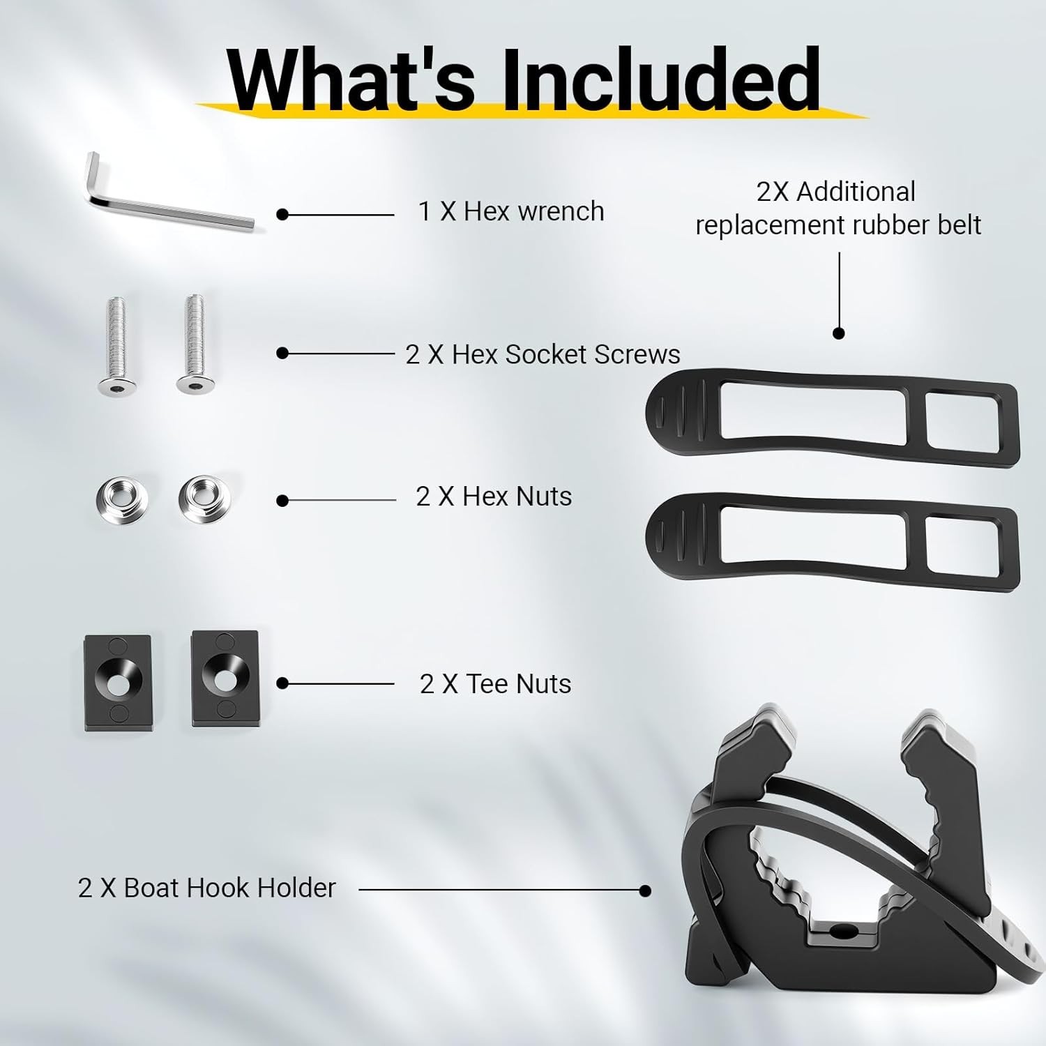 Quick Release Boat Hook Holders with Rubber Spring Strap,Marine Holder 2 Pcs