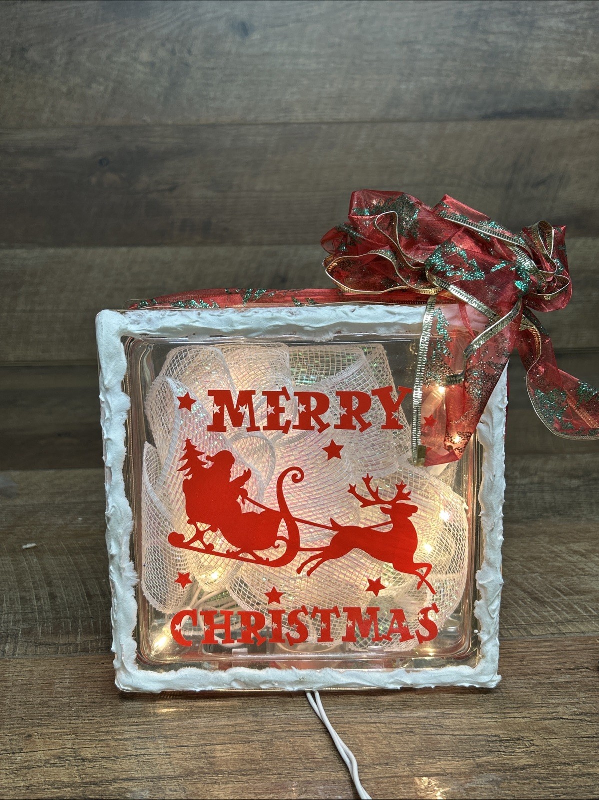 merry christmas glass block night light-8x8