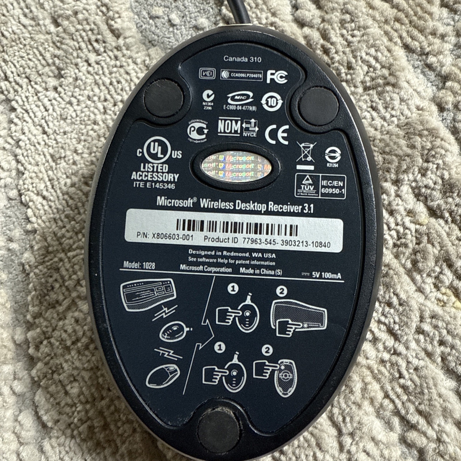 Microsoft Wireless Optical Desktop Receiver 3.1 Model 1028 Replacement