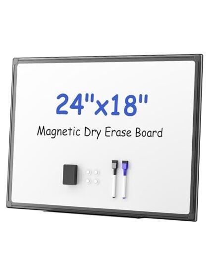 VUSIGN Pizarra blanca magnética de aluminio negro de 24 x 24"W x 18"H Negro -