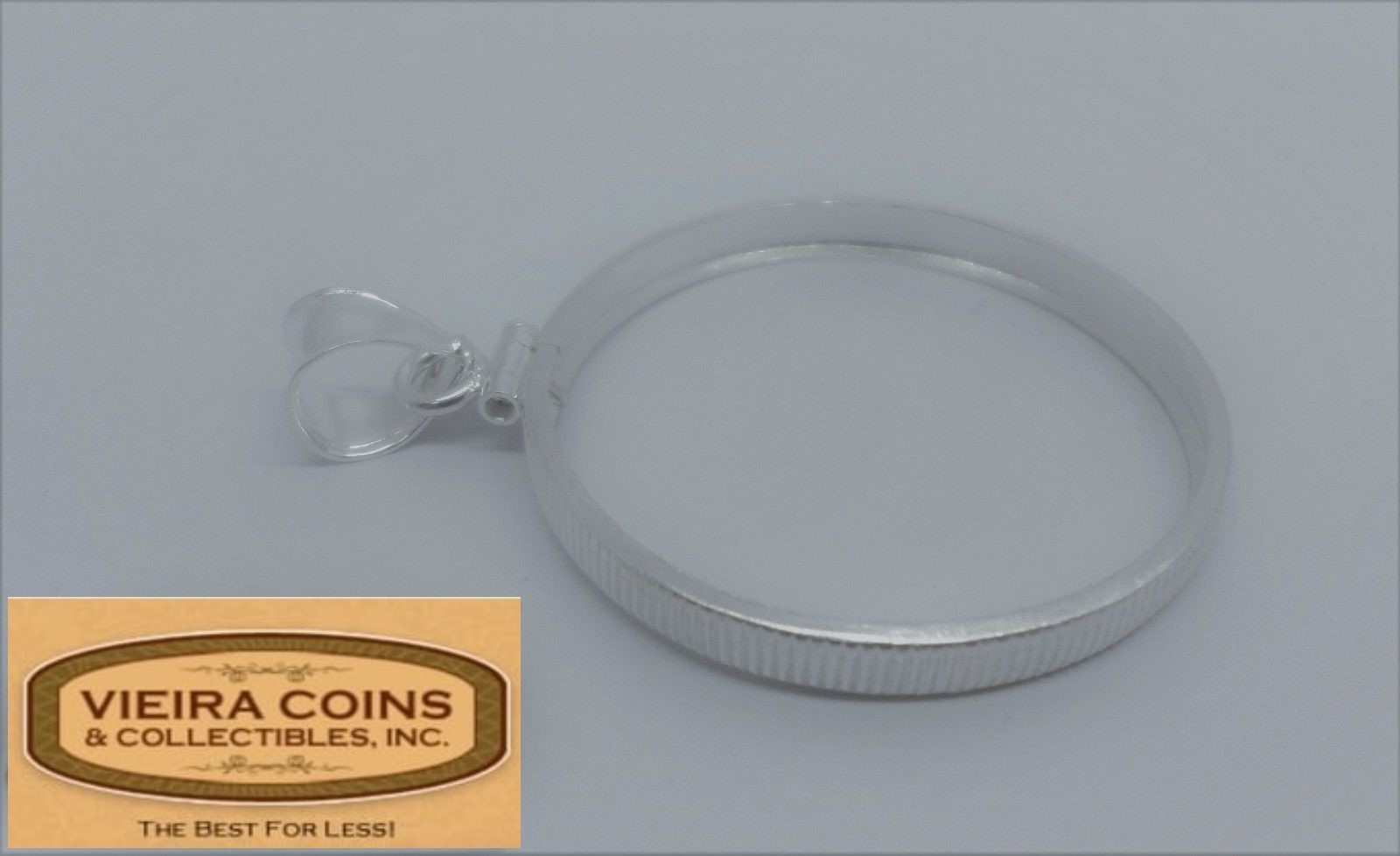 925 Silver MEXICO LIBERTAD 36mm Coin Bezel Frame Reeded Edge Mount Bail-#B094