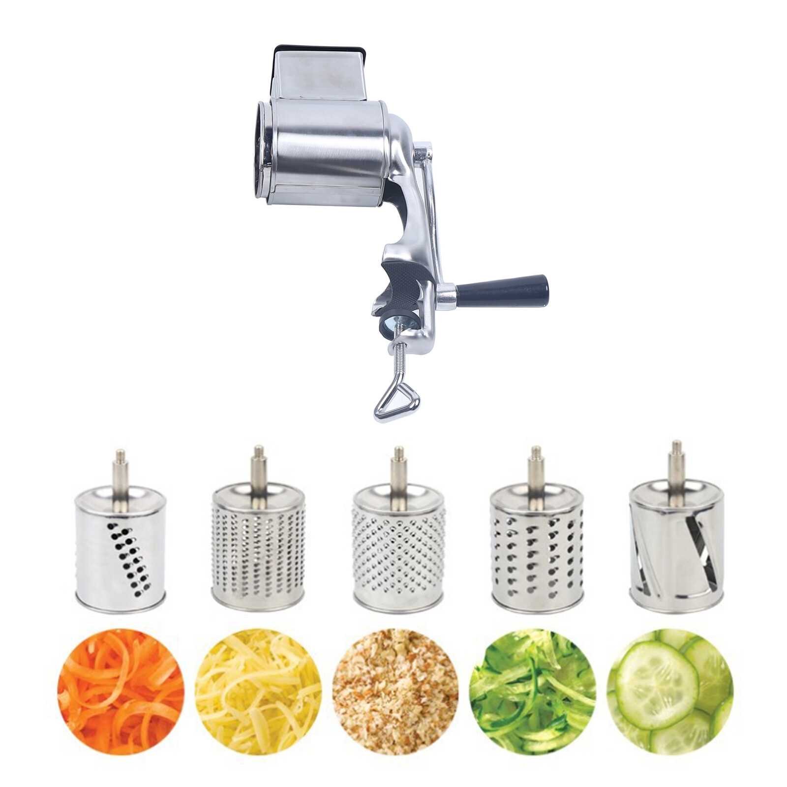 Rotary Coconut Shredder Cheese Grater Manual Vegetable Grinder Stainless Steel