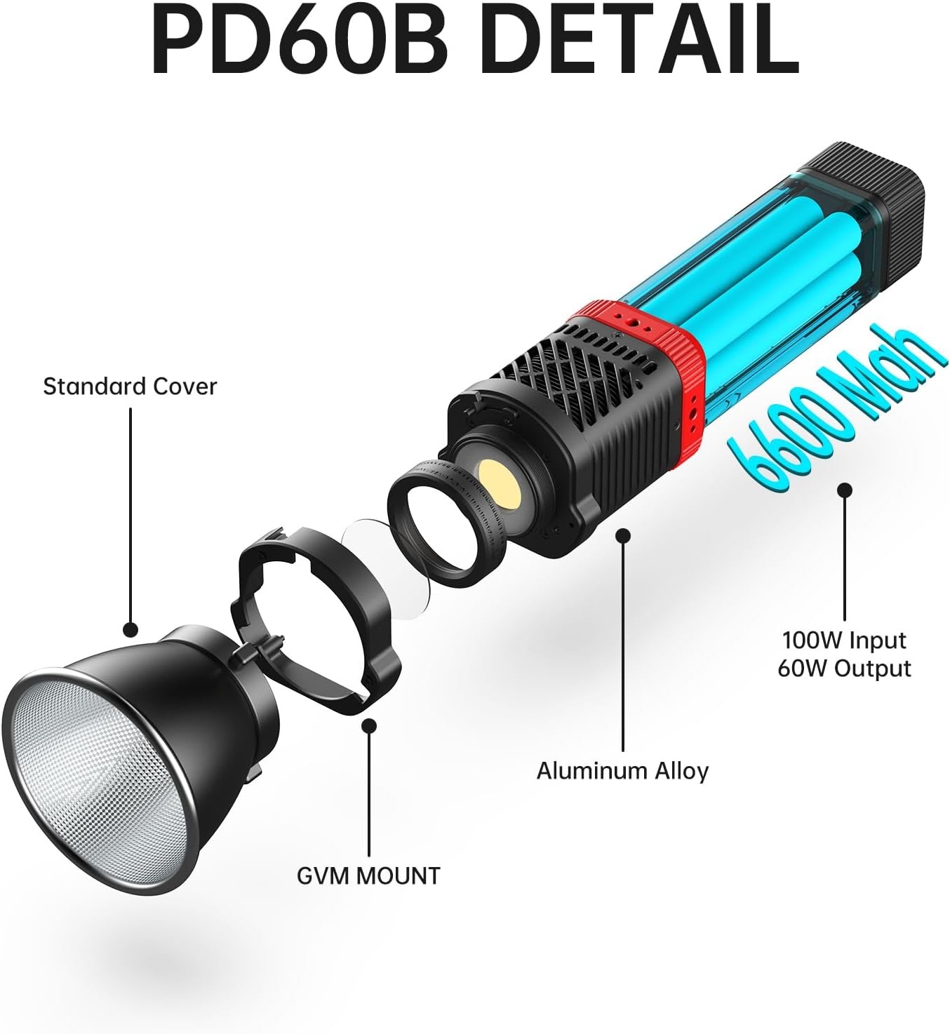 GVM Great Video Maker 60B-1 Portable Studio Lights with Bowen Mount Adapter, RED