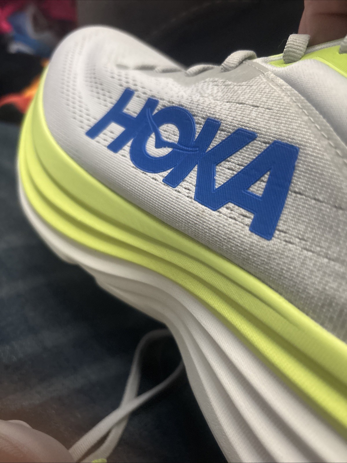 NEW Hoka One One Bondi 8 -Mens 12 D - Stardust/ Lettuce Running Shoes Authentic