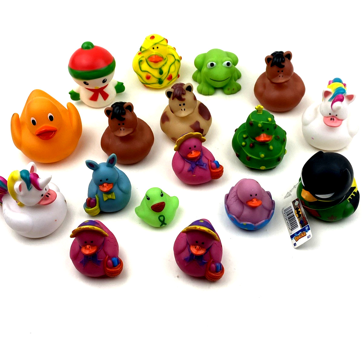 Rubber Duck Lot of 17 Mixed Sizes Toys Jeeps Batman Frog Bath Children Kids