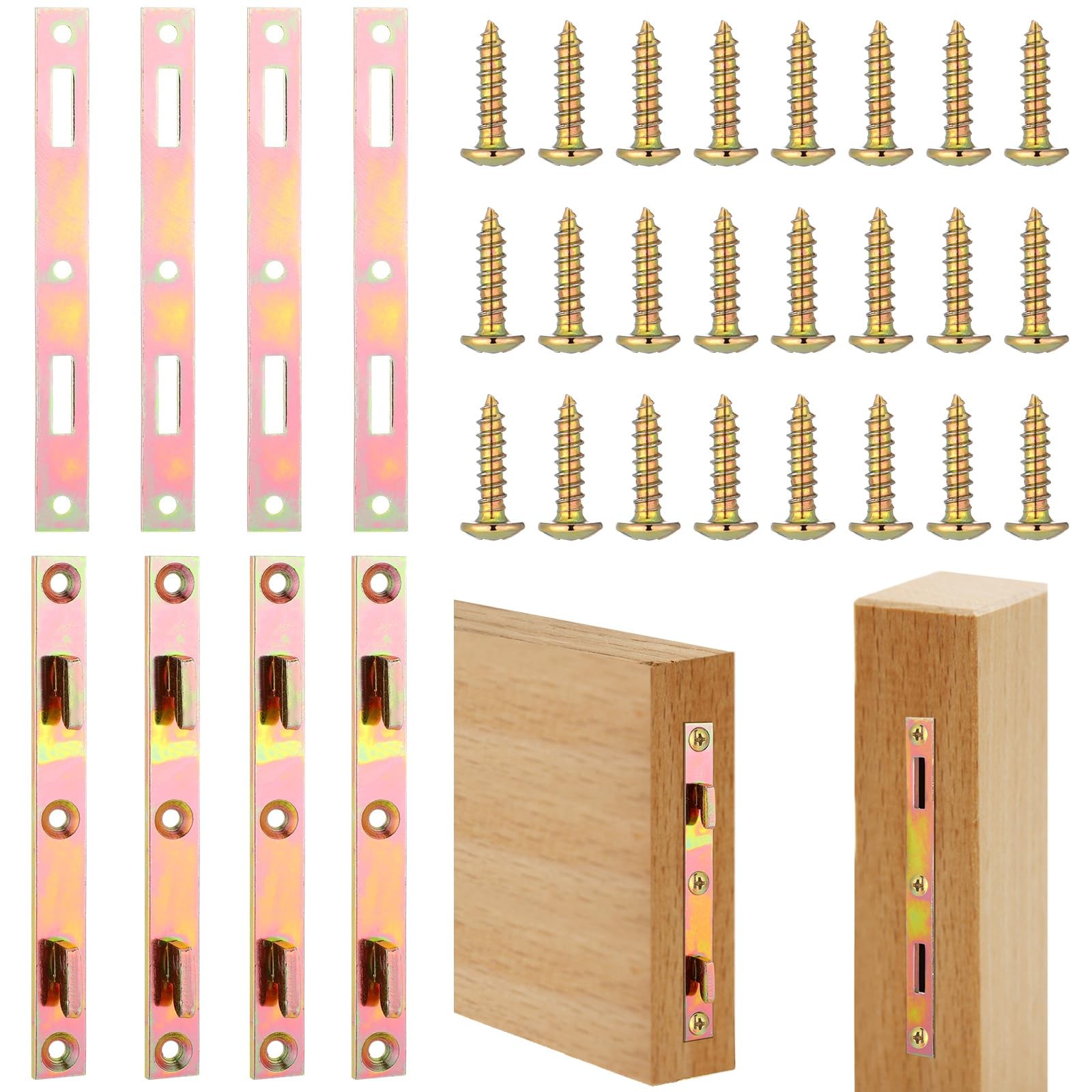 MorningRo 4 Pair 5" Bed Rail Fasteners Brackets with 5 Inch, Gold