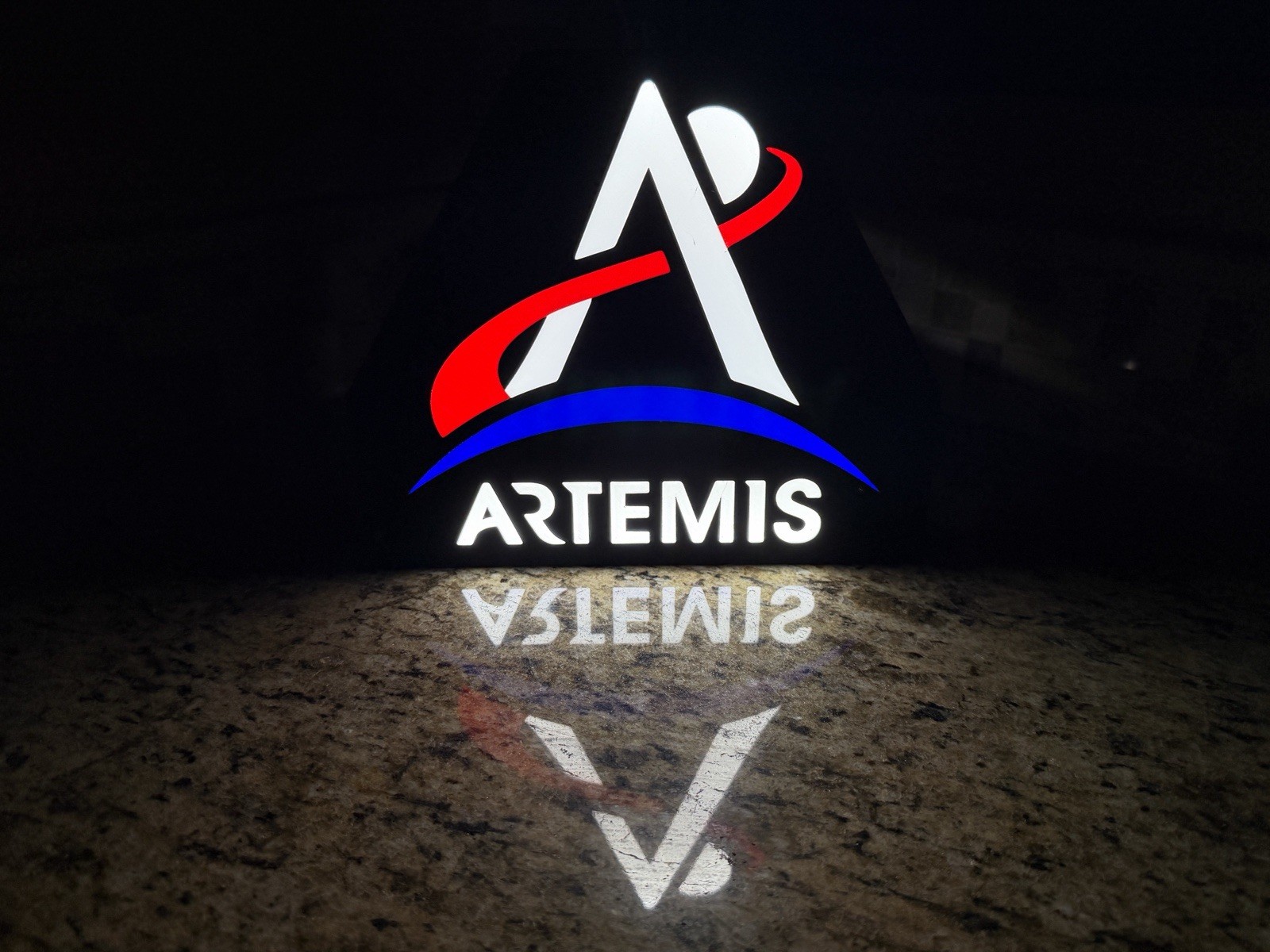 Artemis II LED Logo Sign w/ Official Flight 2 Mission Badge  10” NASA Light USB
