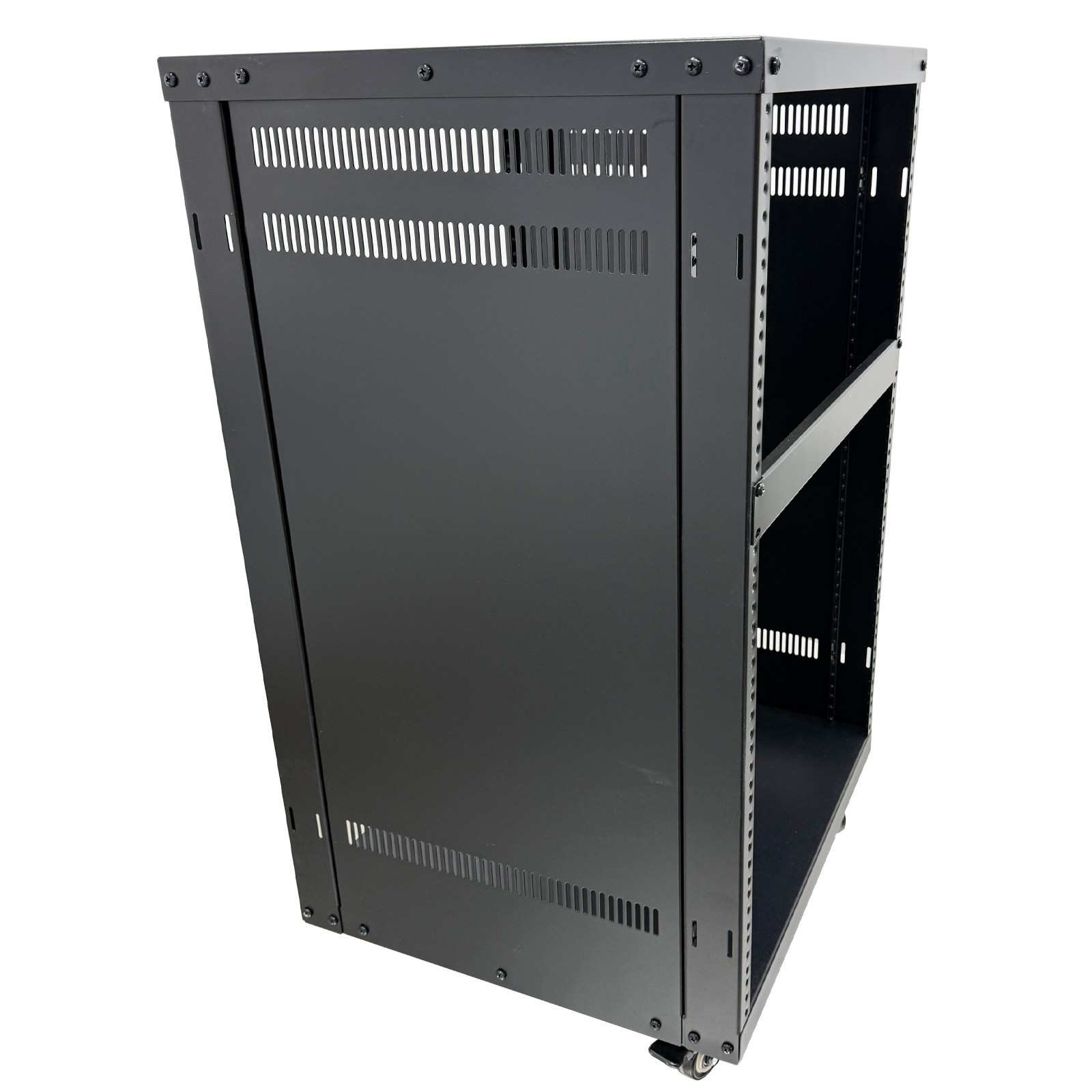 12 Space Studio Rack Case with 4" Caster Wheels 12U Open-Frame Server Rack