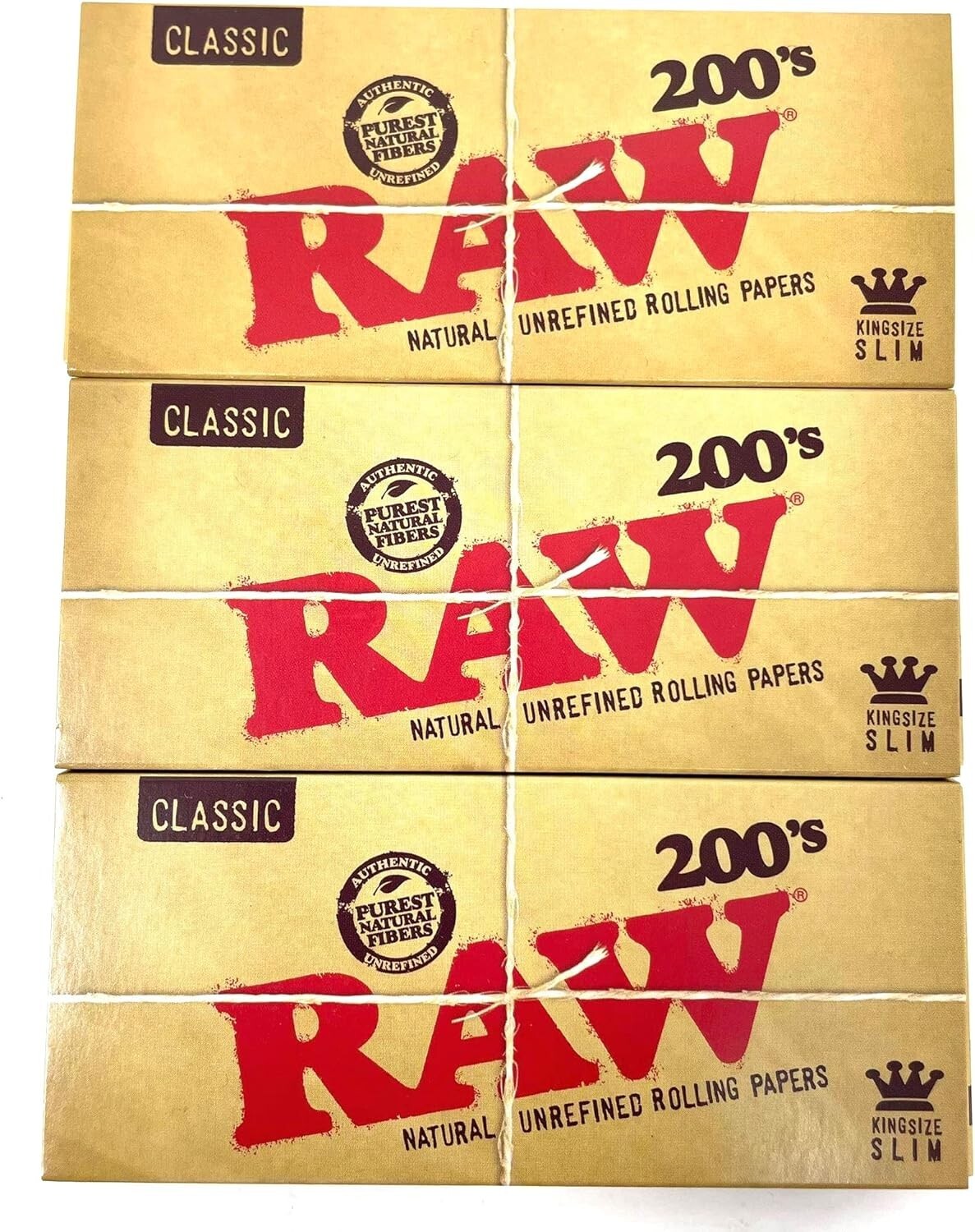3x RAW Classic King Size Slim 200 FLAT Uncreased Rolling Papers FREE SHIPPING!