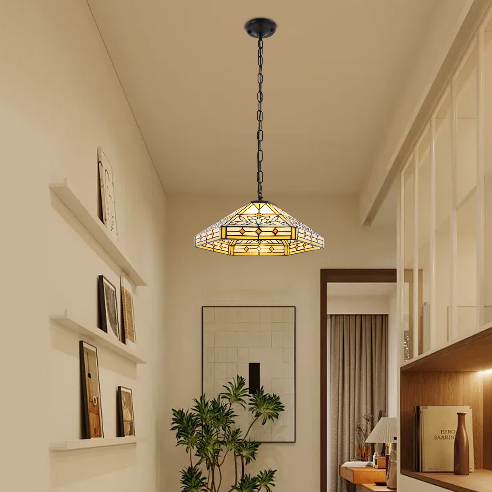 Pendant Light - 2-Light Iron & Glass, Ceiling Mount, Adjustable Height 5-60cm