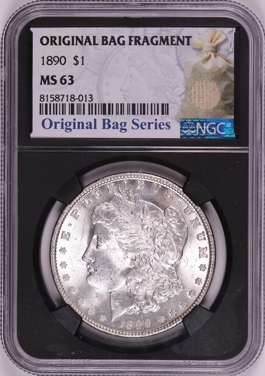 1890 Morgan Silver Dollar | NGC MS63 | Original Bag Fragment Holder | PQ