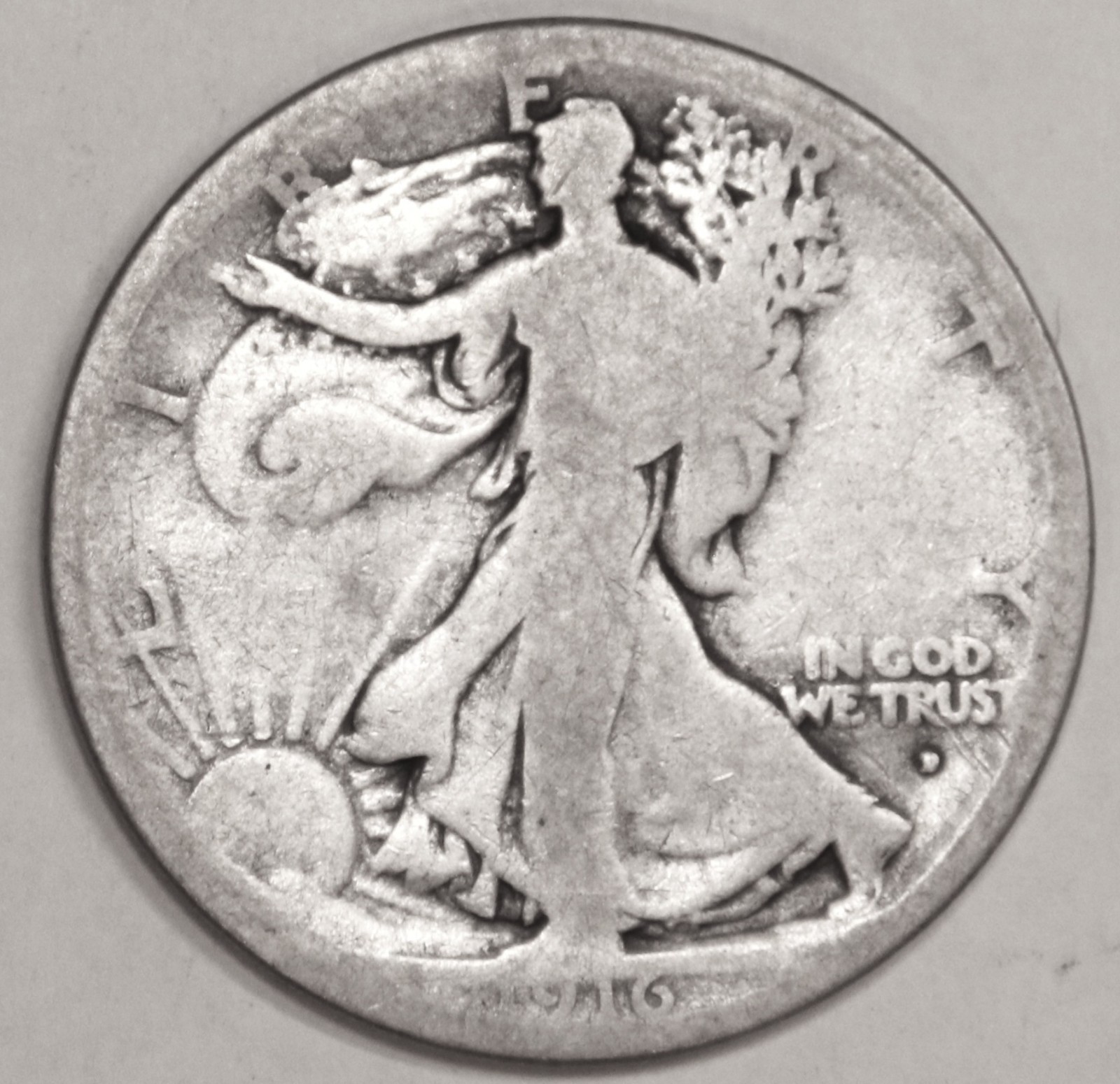 1916-D Walking Liberty Half Dollar- About Good - #4611WL FREE SHIPPING