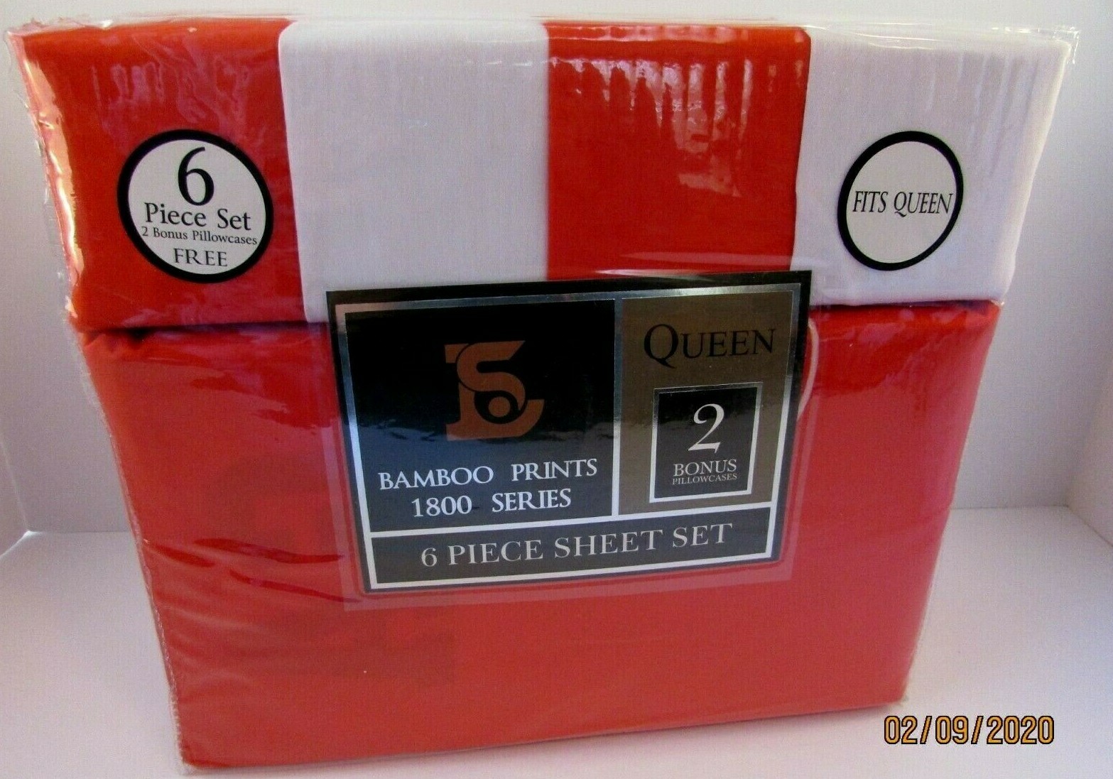 6 Piece Georgia RED WHITE "Queen" Sheet Set Microfiber NEW Unopened