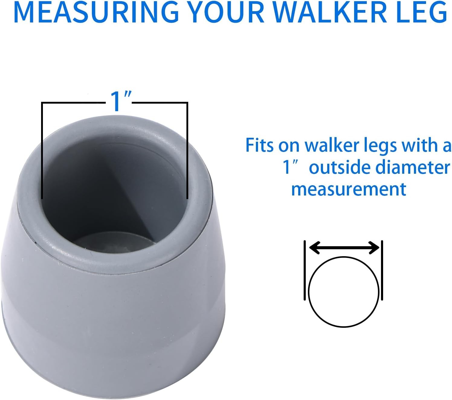 4 Pack 1 Inch Heavy Duty Rubber Walker Tips New