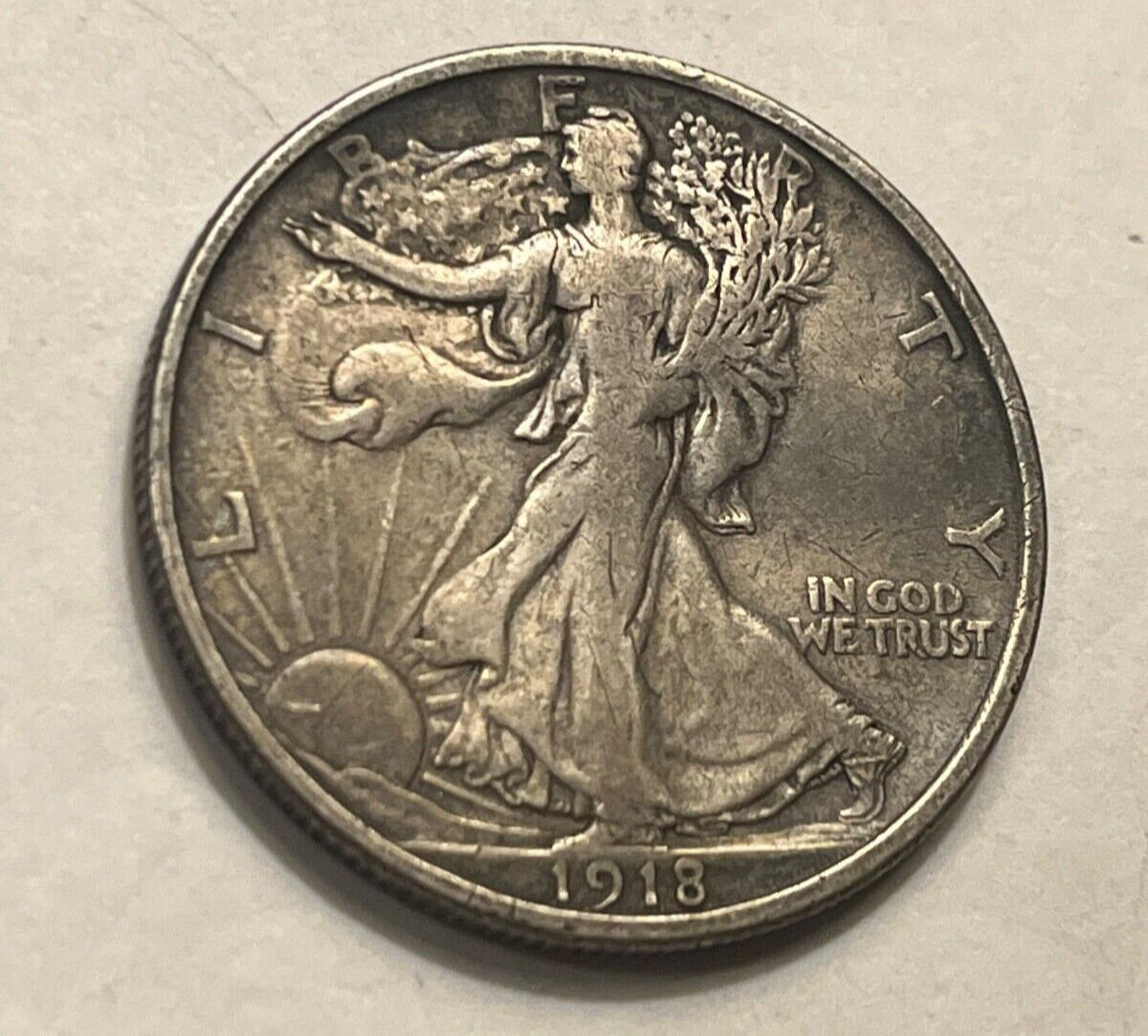 1918-d Walking Liberty Half dollar , VF, better date & grade & date