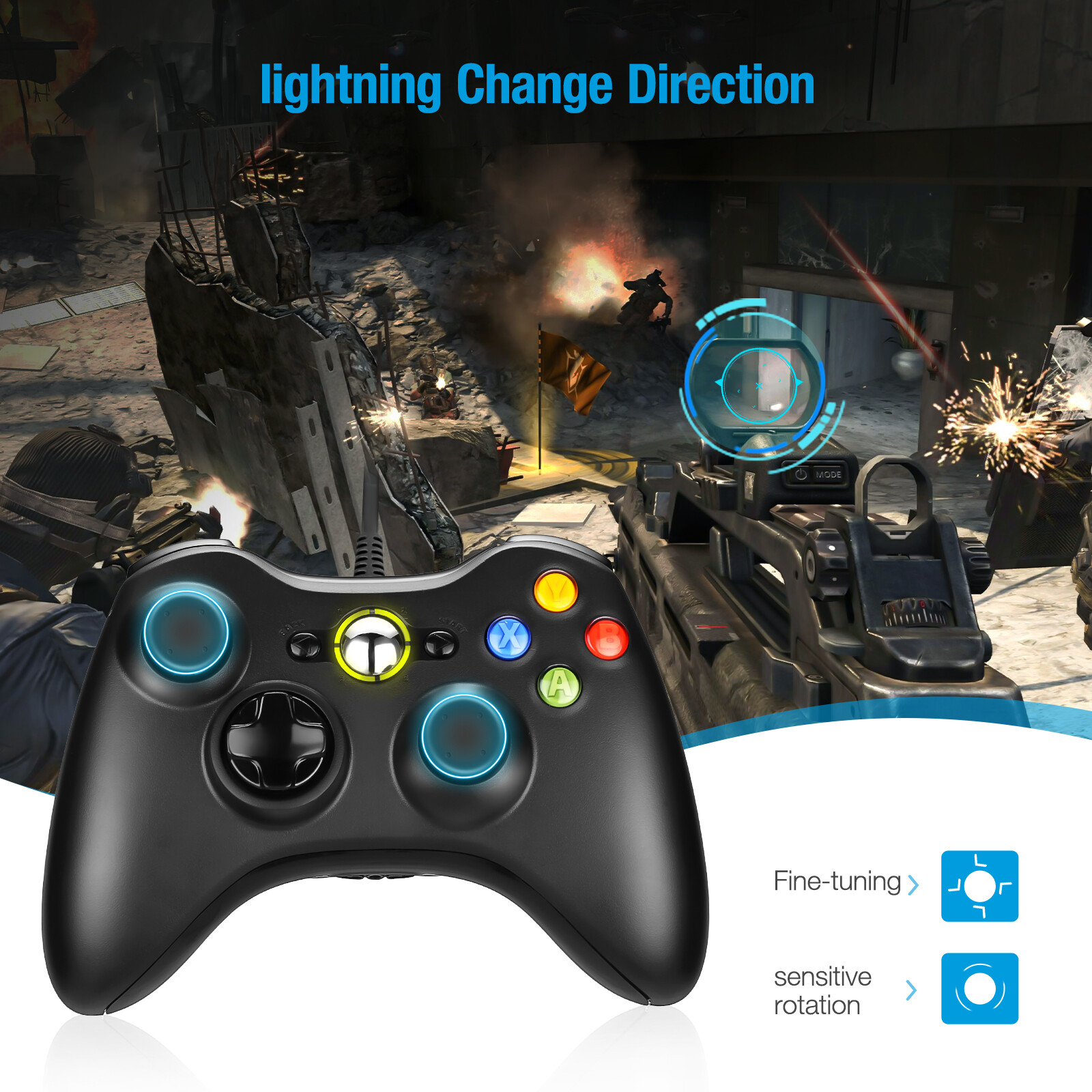 Wired Controller USB For PC Compatible With Xbox 360 / Windows 7 8 10 11 Gamepad