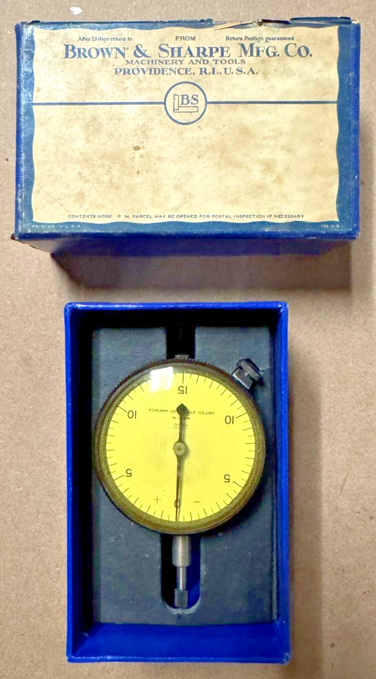 Brown & Sharpe Dial Indicator w/ Original Box Vintage USA Machinist Tool -TESTED