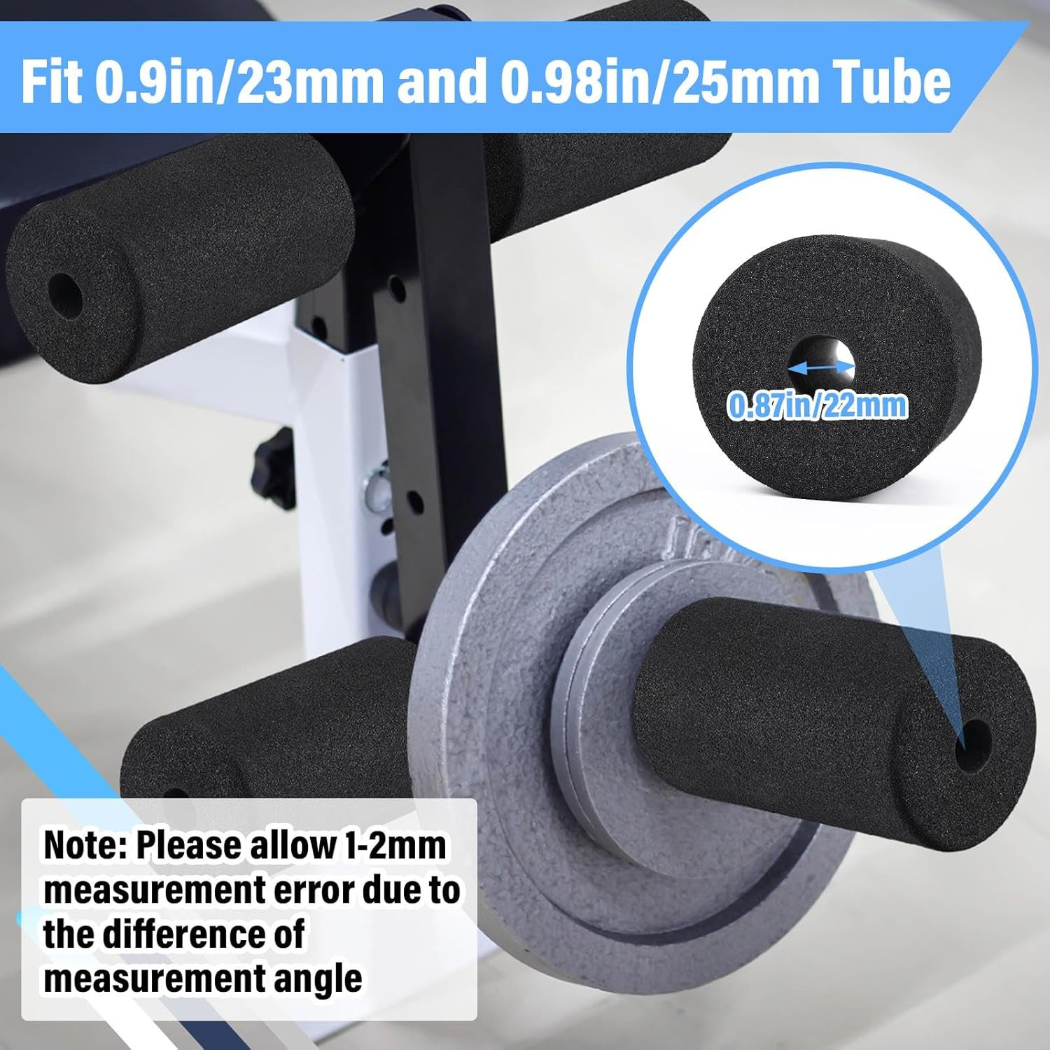 4 Pcs Foam Foot Pad Rollers Buffer Tube Cover for Exercise Machine Home Gym Equi