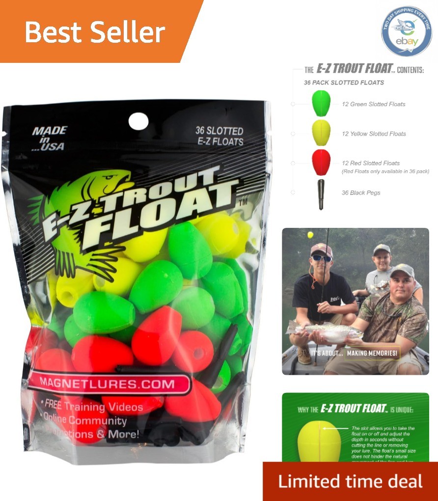Leland's E-Z Trout Floats - 36 Count in Neon Colors for Enhanced Fishing Success