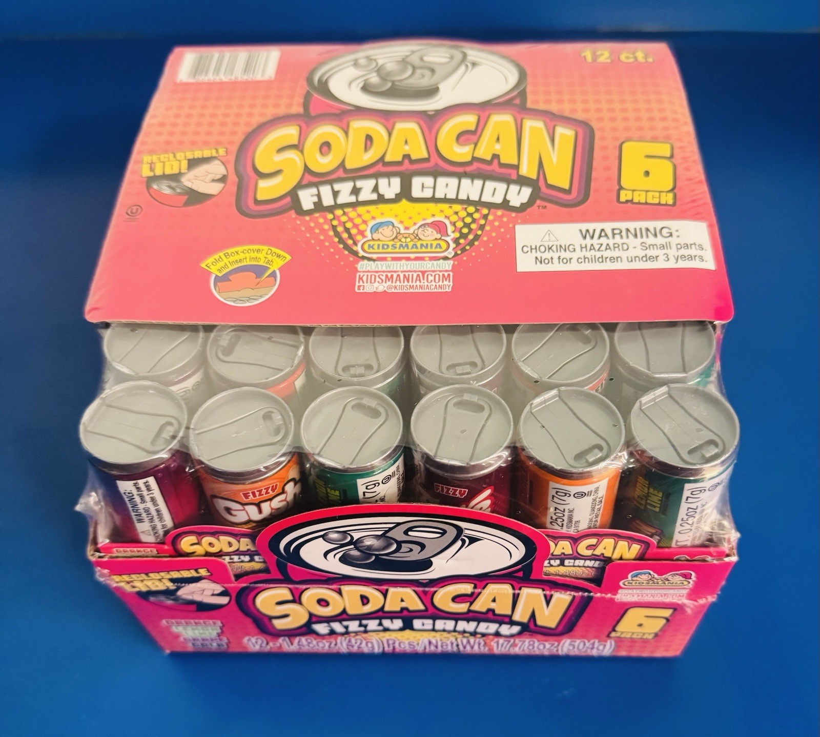 (72) Kidsmania Soda Can Fizzy Candy 0.25 oz. Bulk Lot BB: 07/28