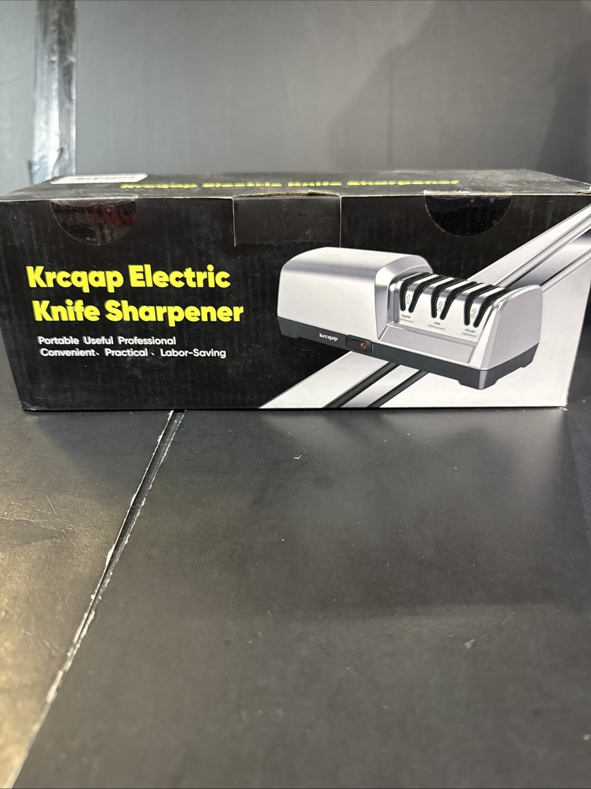 Krcqap Electric Knife Sharpener 3-Stage Professional 15-Degree Diamond Hone