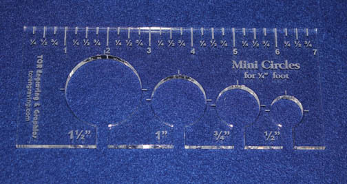 4 Hole Mini-Circle Quilt Template w/Ruler 1/4" Thick -  Long Arm- For 1/4" Foot