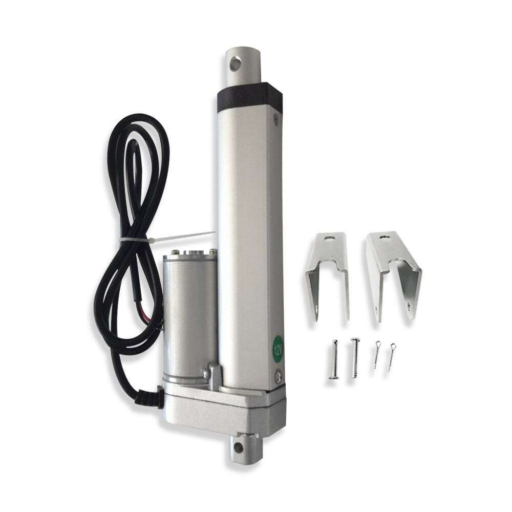 Silver 4" Stroke Linear Actuator 225lbs (1000N) Load 10mm/s with Brackets